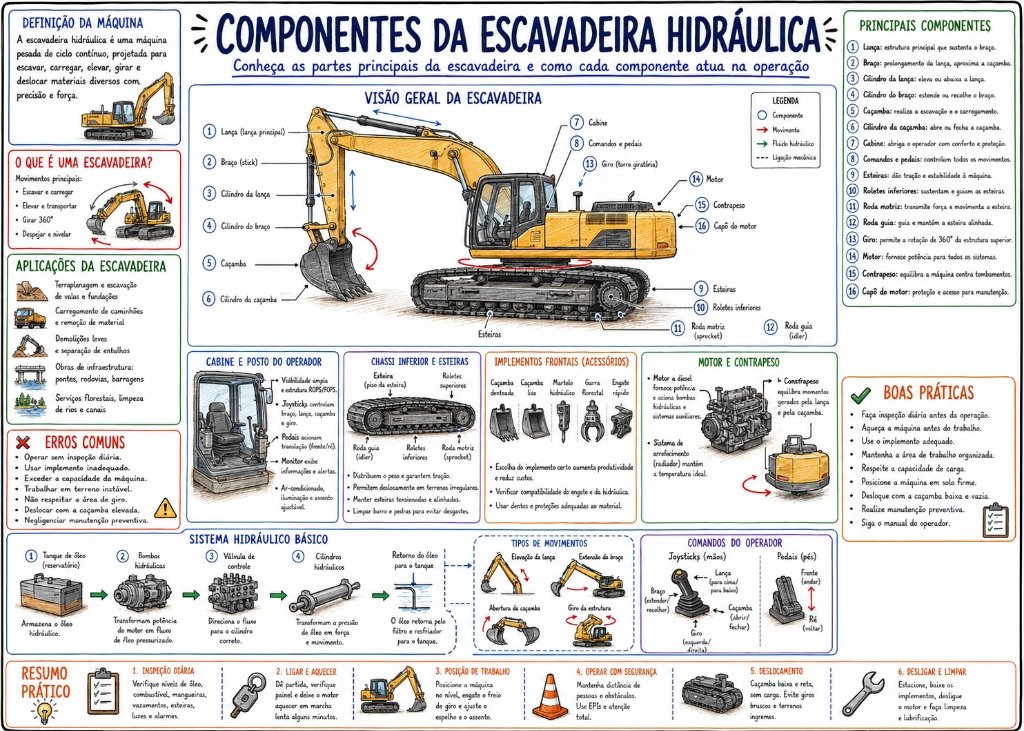 Componentes da Escavadeira Hidráulica (6/10)